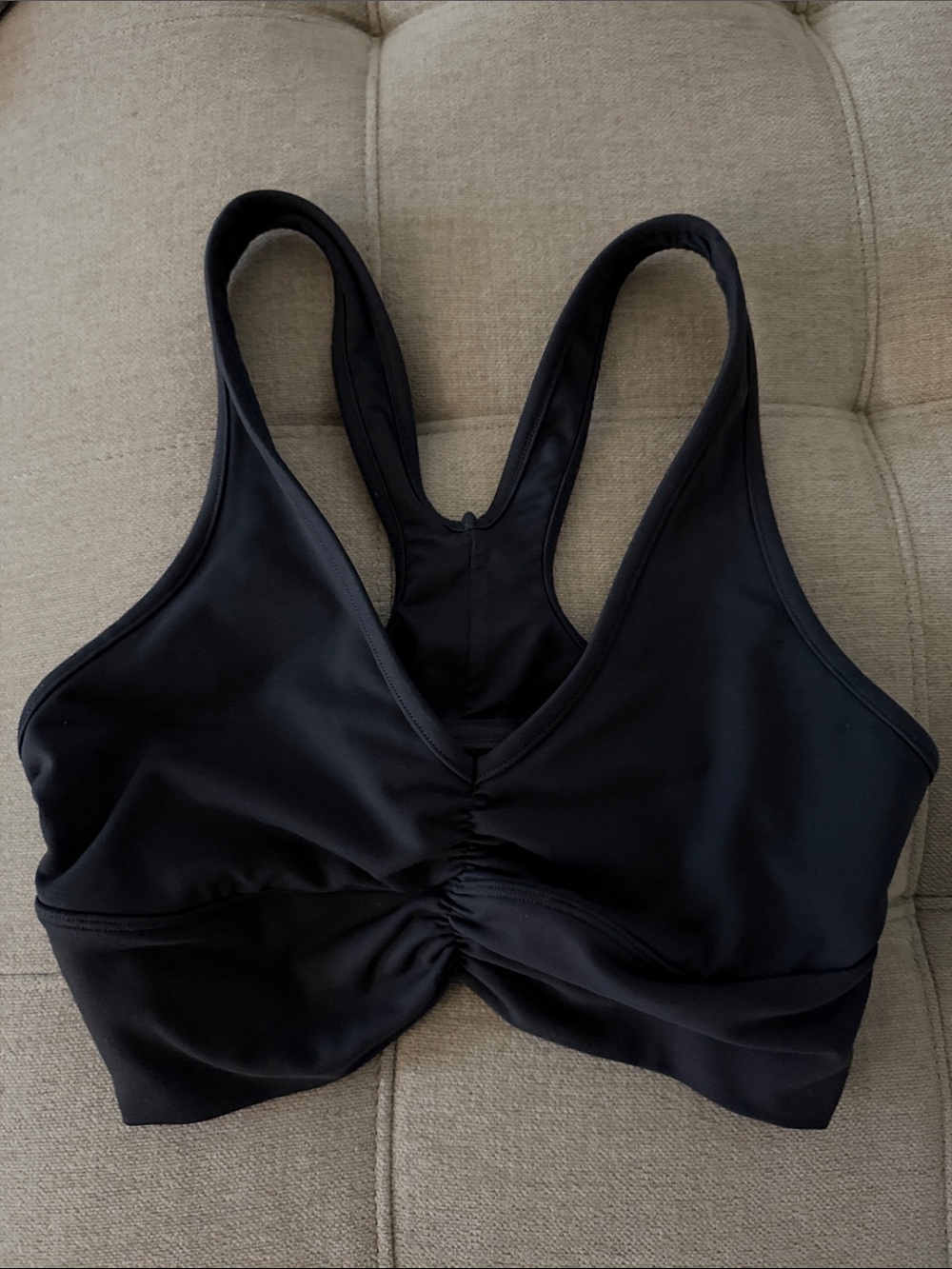 Women’s dark gray Ruched Front Racerback Bralette